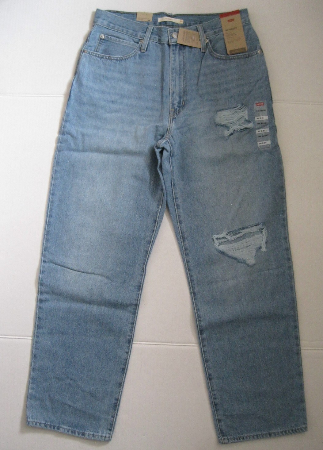 Levi’s® Women’s Mid-Rise ’94 Baggy Straight Jeans, Medium Indigo Destructed 30