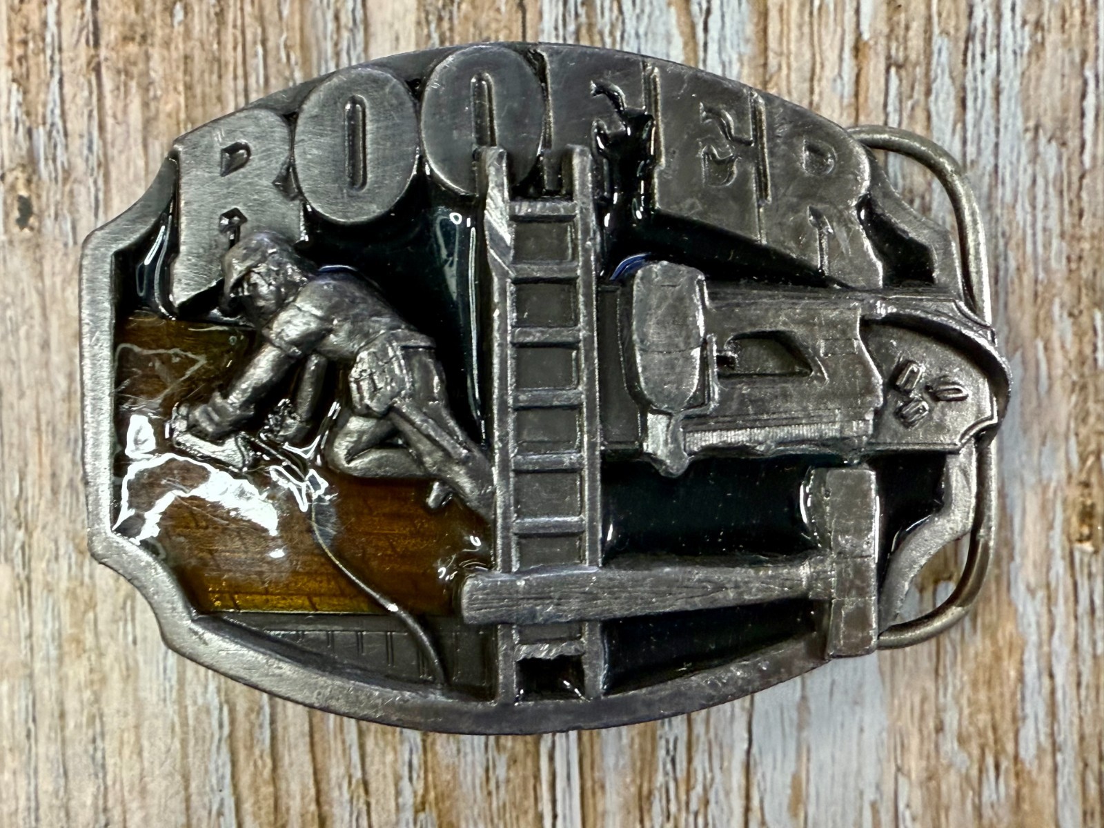 Roofer Roof Construction Worker Ladder Hammer Tools 80’s Siskiyou Belt Buckle