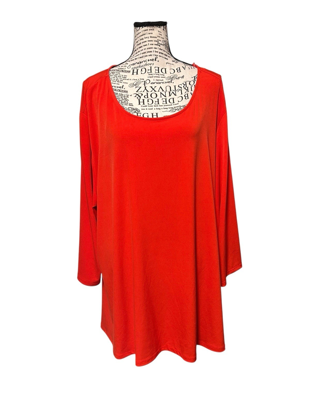 Grace Tunic Plus 3X Red A Line Stretch Knit Long Sleeve Scoop Neck Officecore