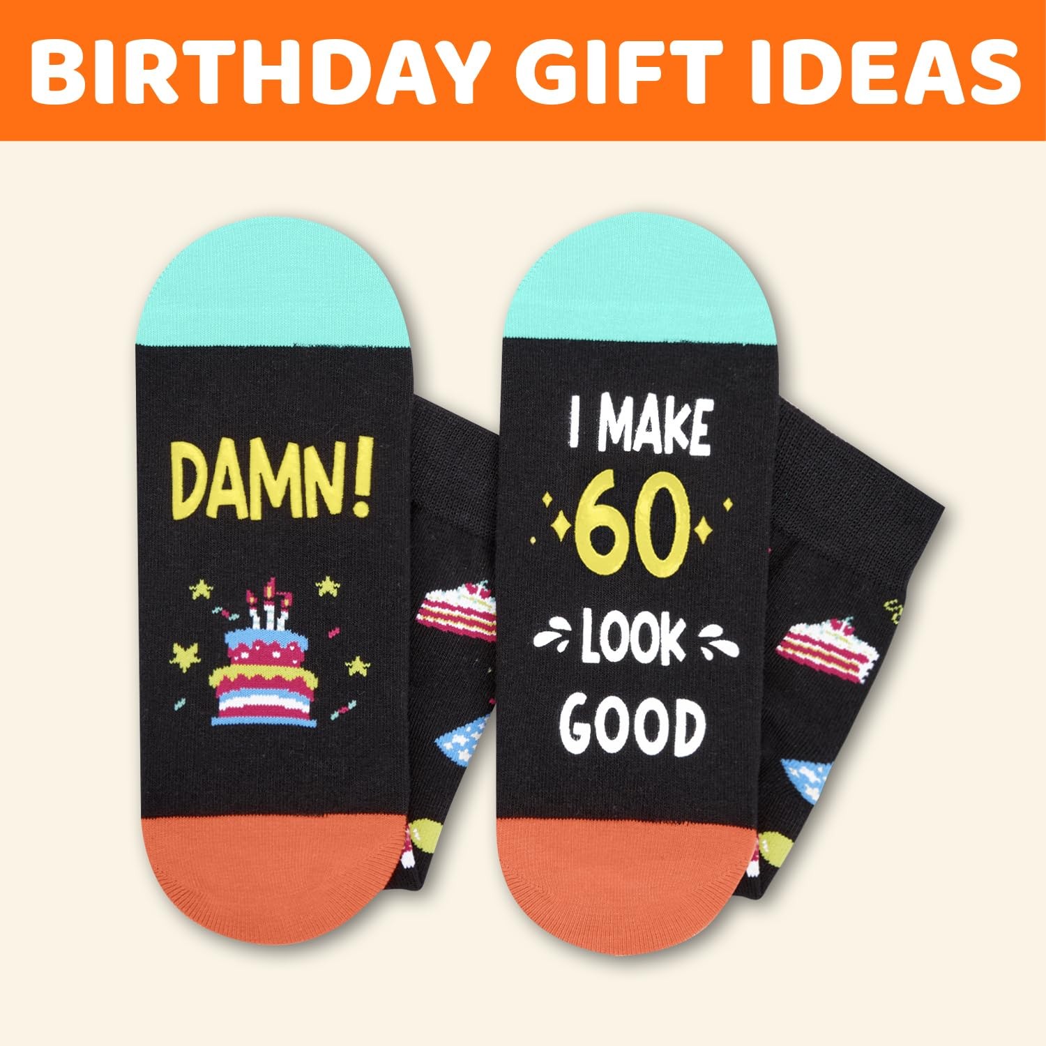 60th Years Old Birthday Gifts – 60th Birthday Socks with Greeting Card for Me…