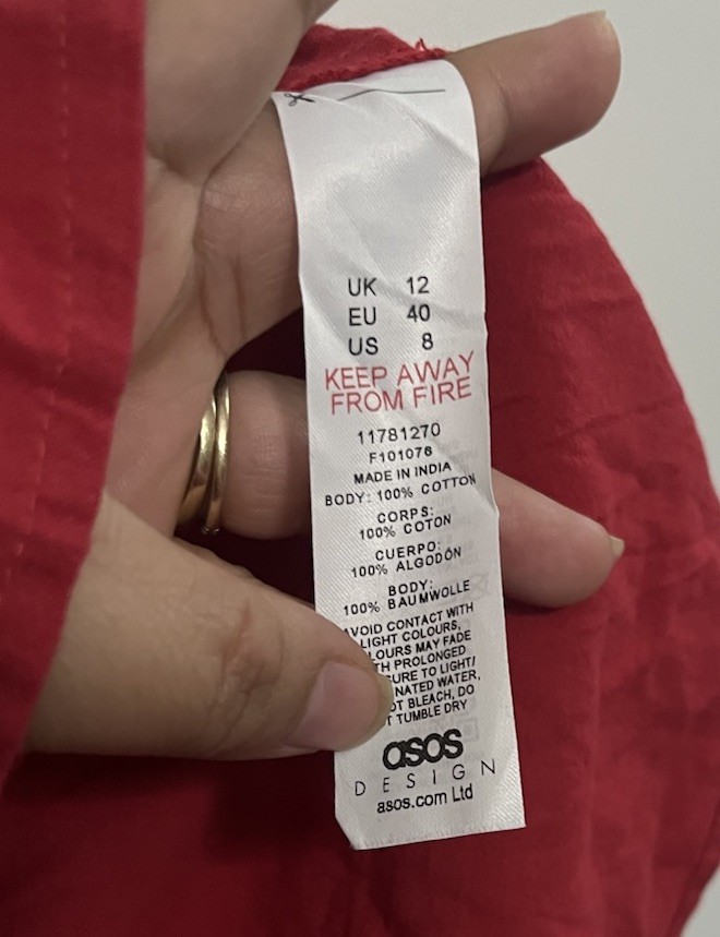 ASOS DESIGN Red Smocked Ruffle Square Neck Strappy Short Sundress US 8