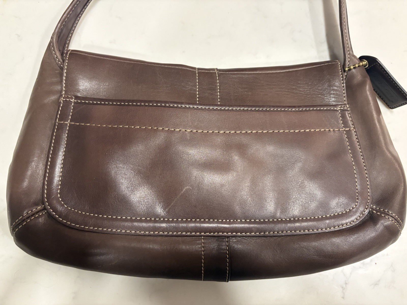 Coach Vintage Y2K Turn Lock Flap Ergo Chocolate Brown Calfskin Leather 11254 EUC