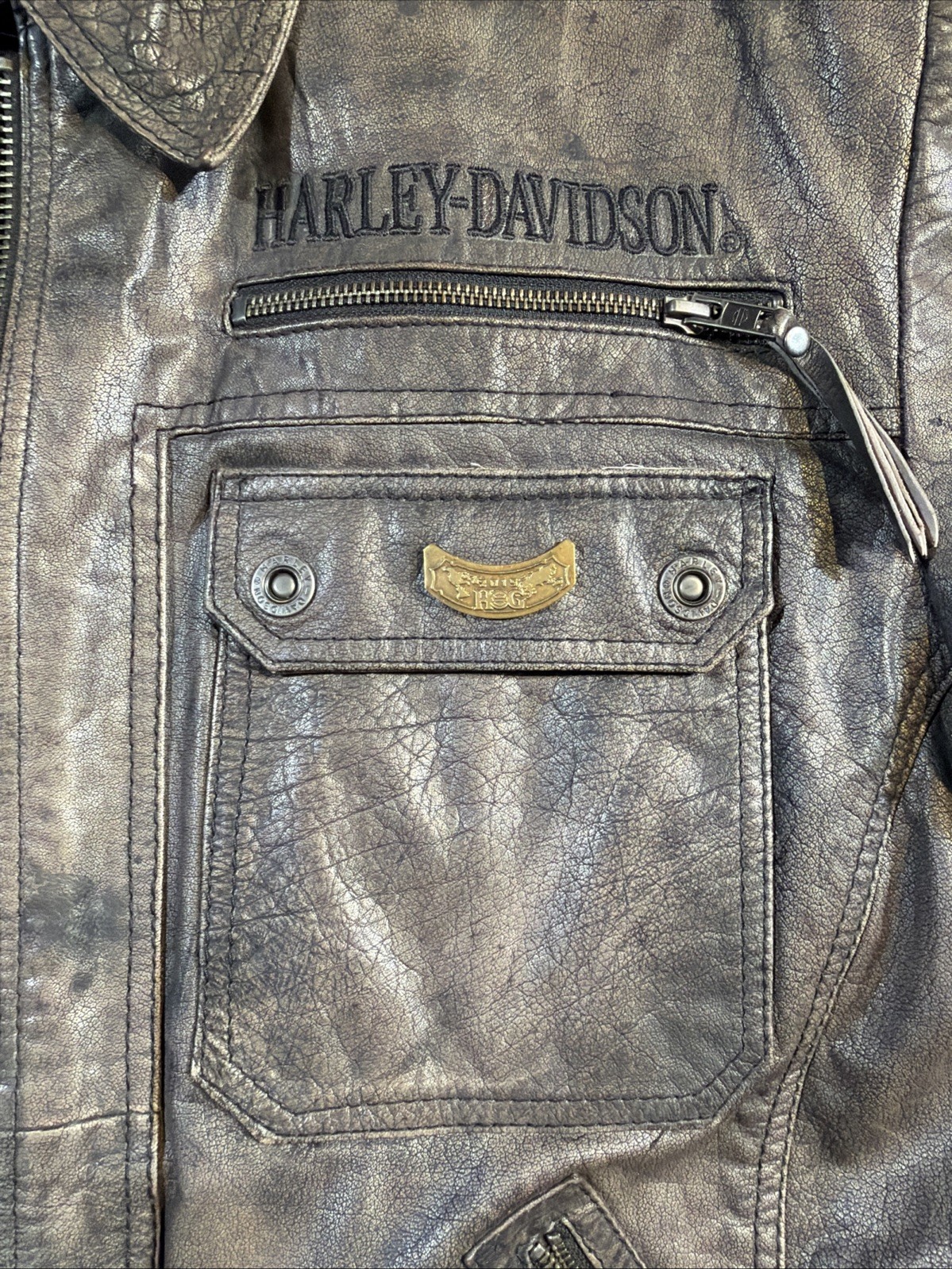 Harley Davidson 2XL Ramble Buffalo Leather Jacket 97136-13VM