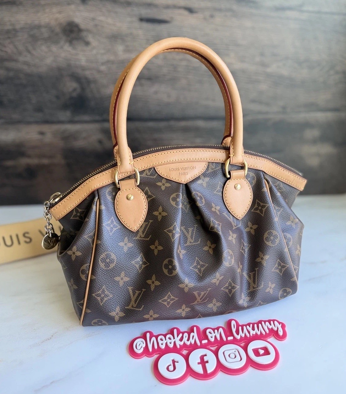 Authentic Louis Vuitton Tivoli PM Monogram Leather & Canvas Handbag Purse Tote