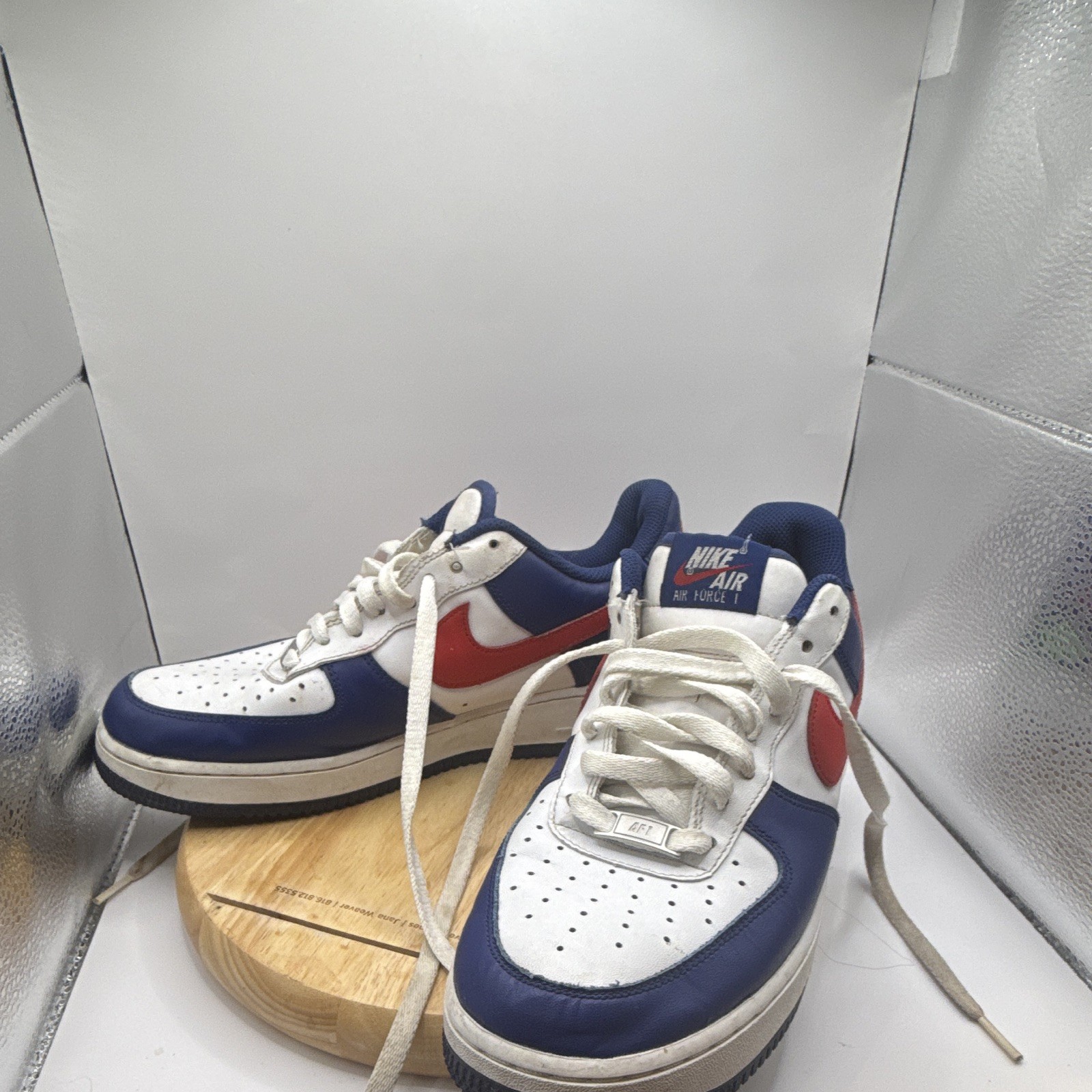 Nike Air Force 1 Blue/White/Red Lace Up Low Top Men’s Athletic Sneaker