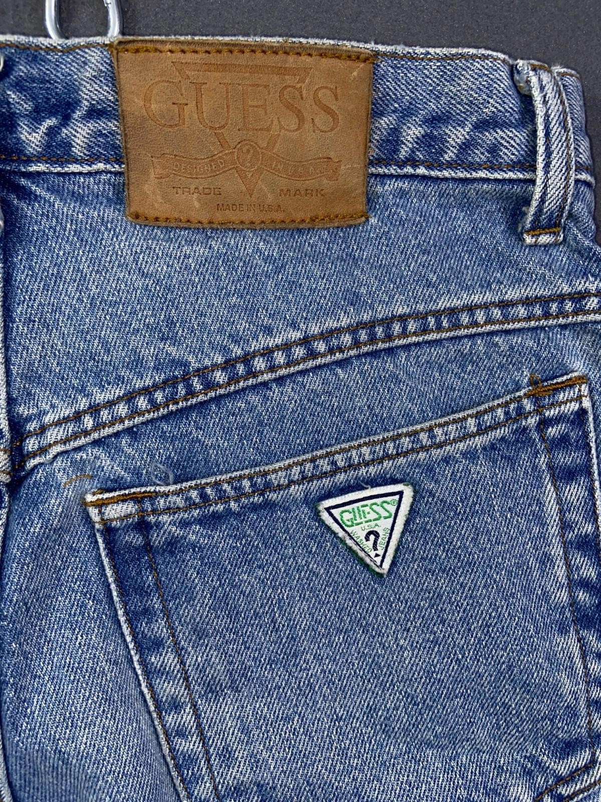 Guess Jeans VTG 90s Med Blue Dual Button Zip Fly High Waist Tapered 31 read (10)