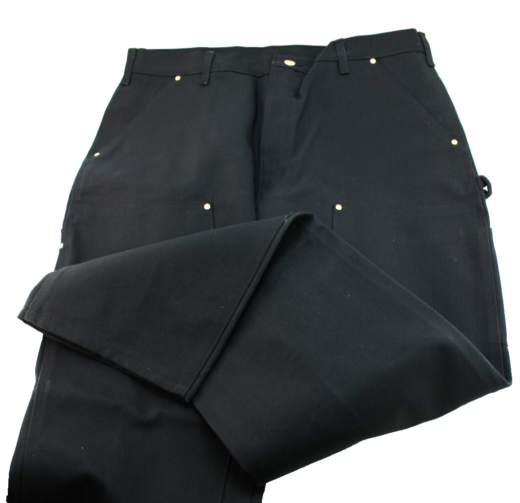 NWT CARHARTT Men’s Size 44 x 34 Loose Fit Double Knee Black Firm Duck Work Pants