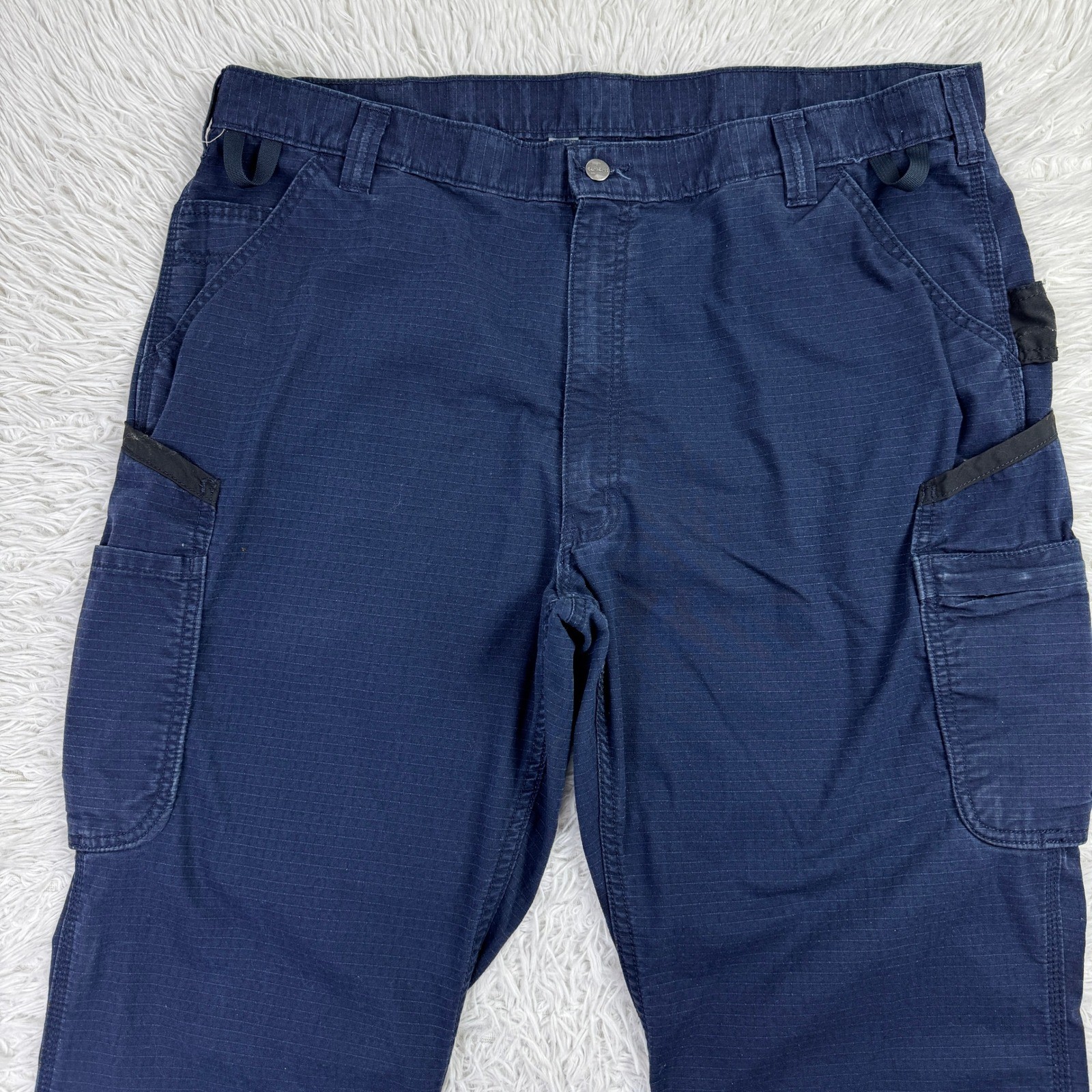 Carhartt Pants Mens 42×30 Blue Loose Fit Force Broxton Cargo Pant United Ripstop