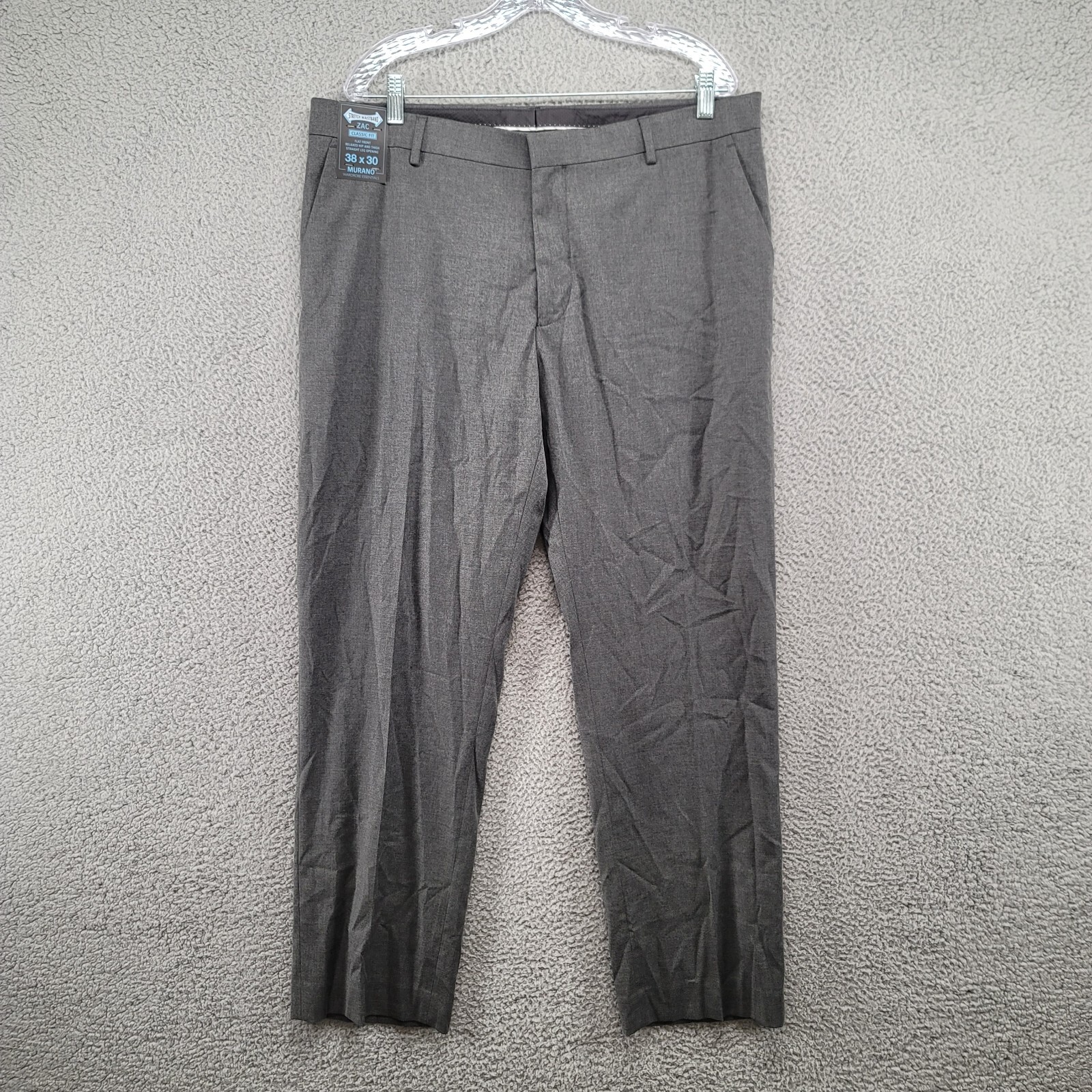 Murano Pants men’s dress pants 38×30 gray ZAC classic fit wardrobe essentials