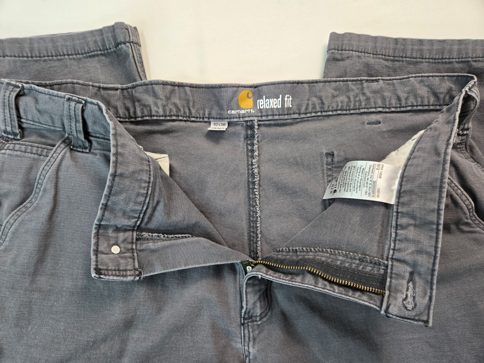 Carhartt Gray Canvas Double Knee Pants Mens 102802-029 Size 42×30