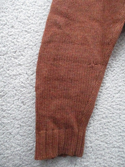 LL BEAN Shetland Wool Pullover Sweater Medium Elbow Patches 1/4 Zip Brown