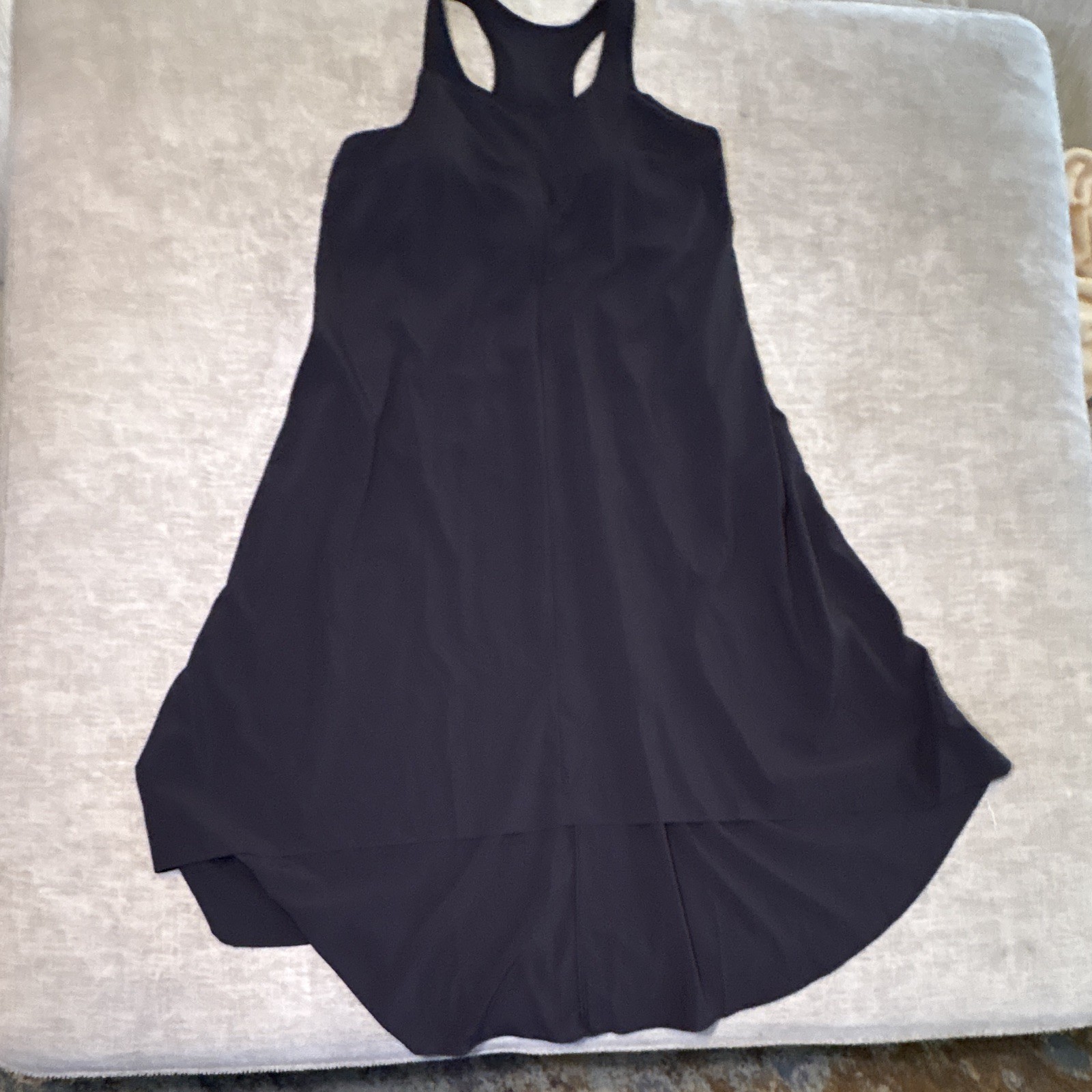 Women’s L Black Solid Fit & Flare Scoop Neck Sleeveless Layered Lined Dress