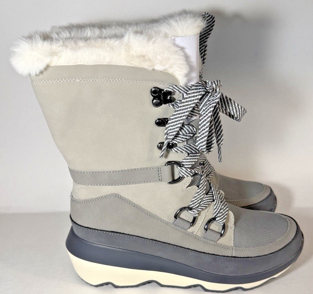 Burudani Women’s Grey Suede Winter Boots Size 8 Faux Fur UWUMSB2403