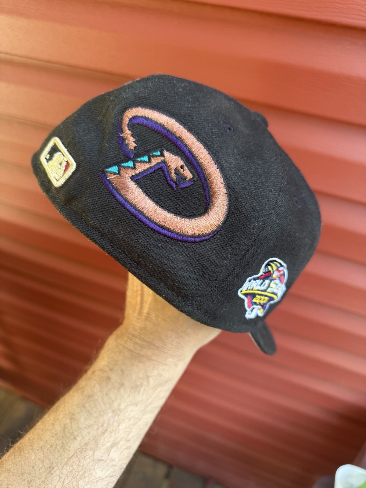 VTG New Era Arizona Diamondbacks 2001 WS Patch MLB Fitted Hat 59 Fifty Sz 7 3/8