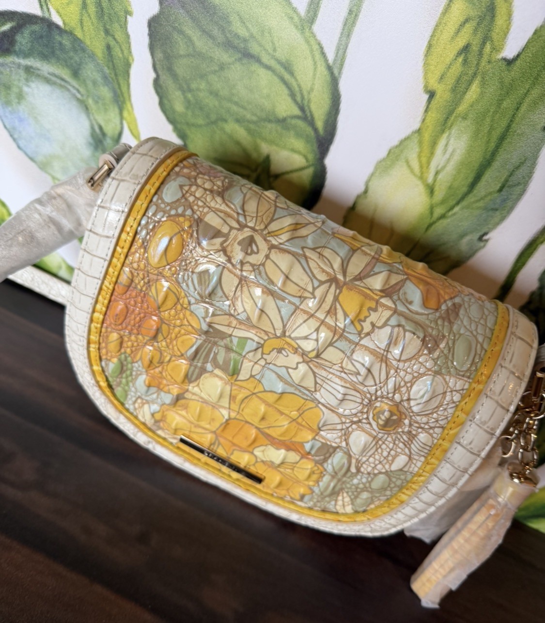 $325 BAG 🌼 NWT Brahmin Briar Daffodil Pimlico Leather Crossbody – Floral Beauty
