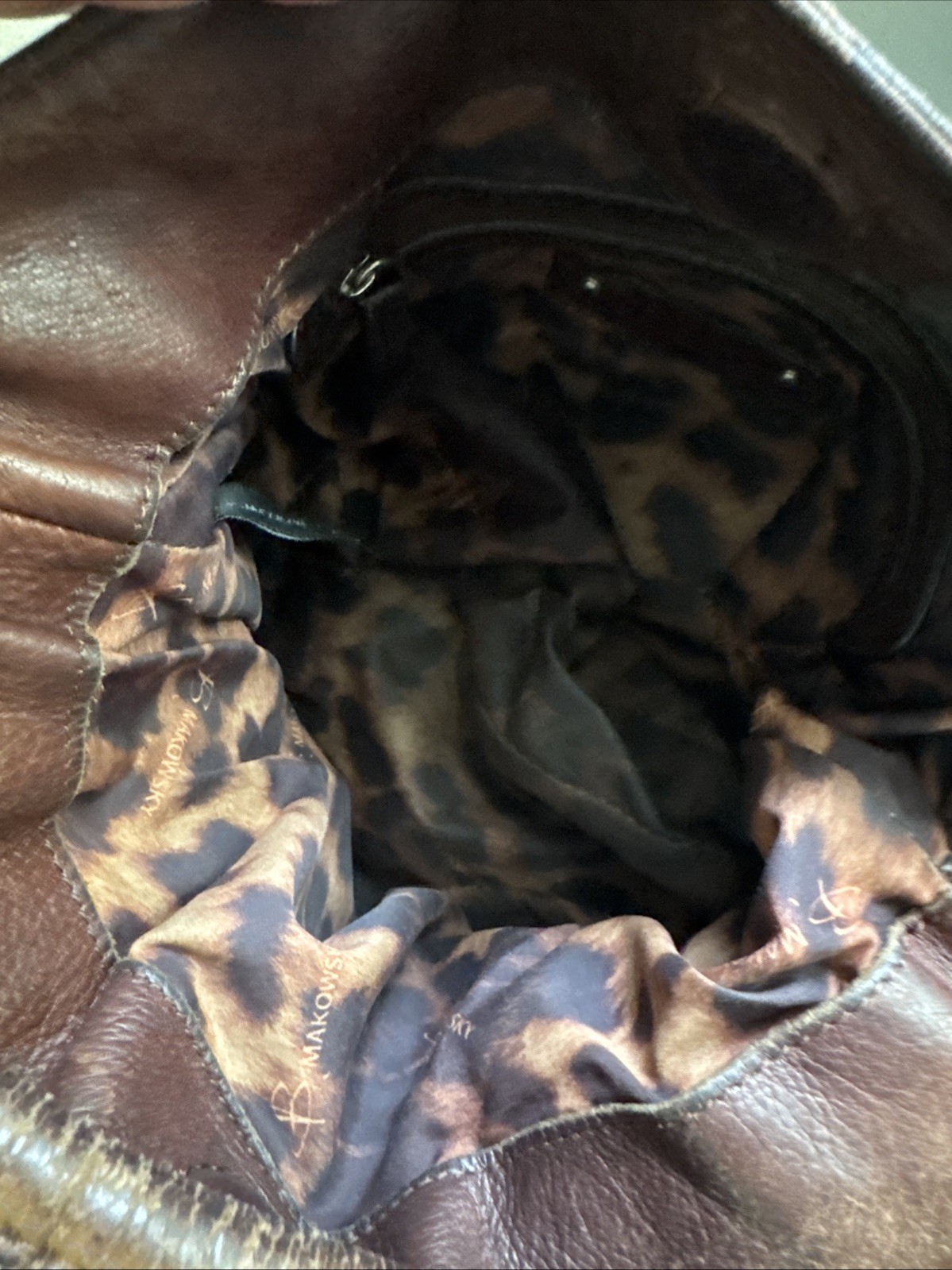B. Makowsky Brown Leather Shoulder Bag Great Distressed Patina No Rips/Tears