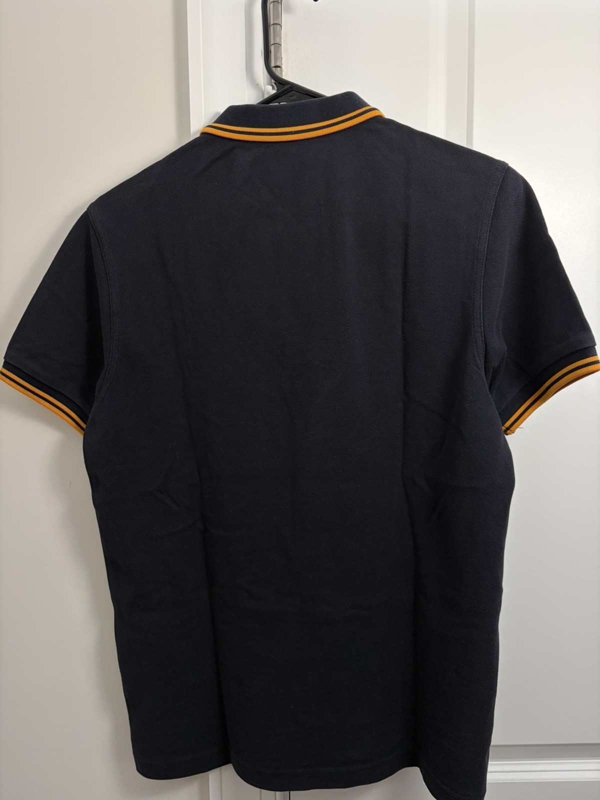 Fred Perry Polo shirt M3600 Dark Navy with Bright Orange tipping Men Size Small