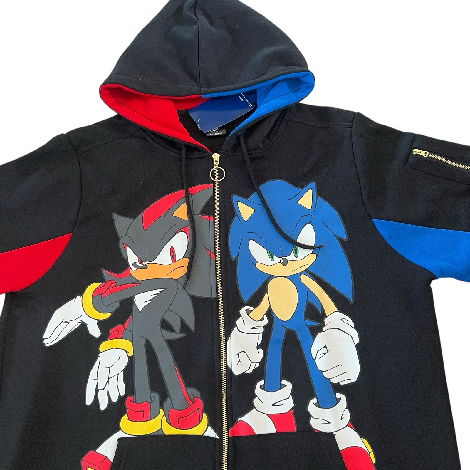 Official Sonic The Hedgehog 3 Shadow Zip Up Split Sega Game Hoodie Men’s Size L