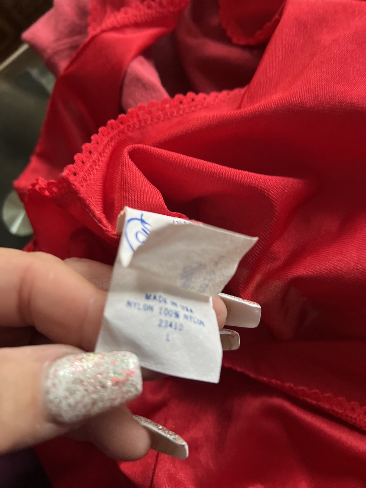Vtg Undercover Romper Wear RED W/LACE & RIBBON BELT Sz L cc1