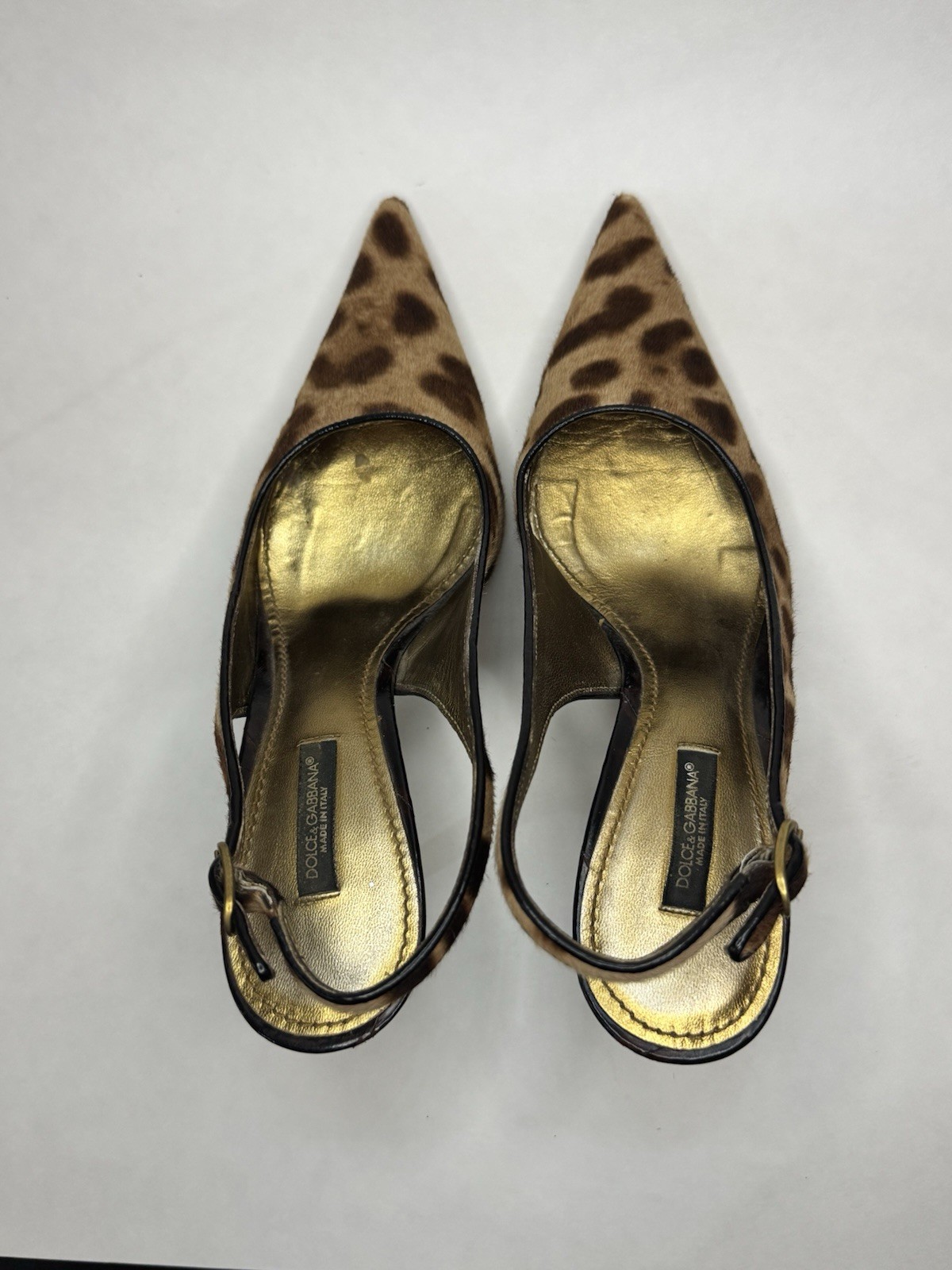 Dolce & Gabbana Women’s Brown/Black Leopard Print Slingback Heels 7 EU37