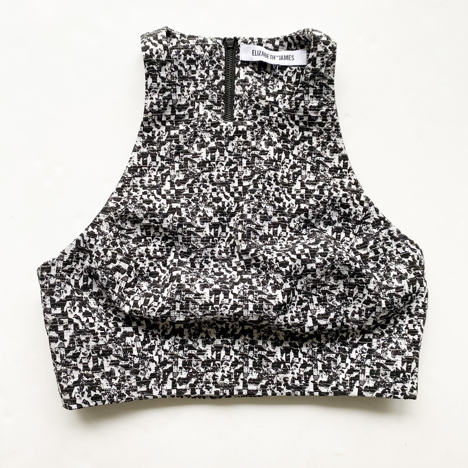 Elizabeth and James Jacquard Upton Crop Top Black White Women’s Size XS