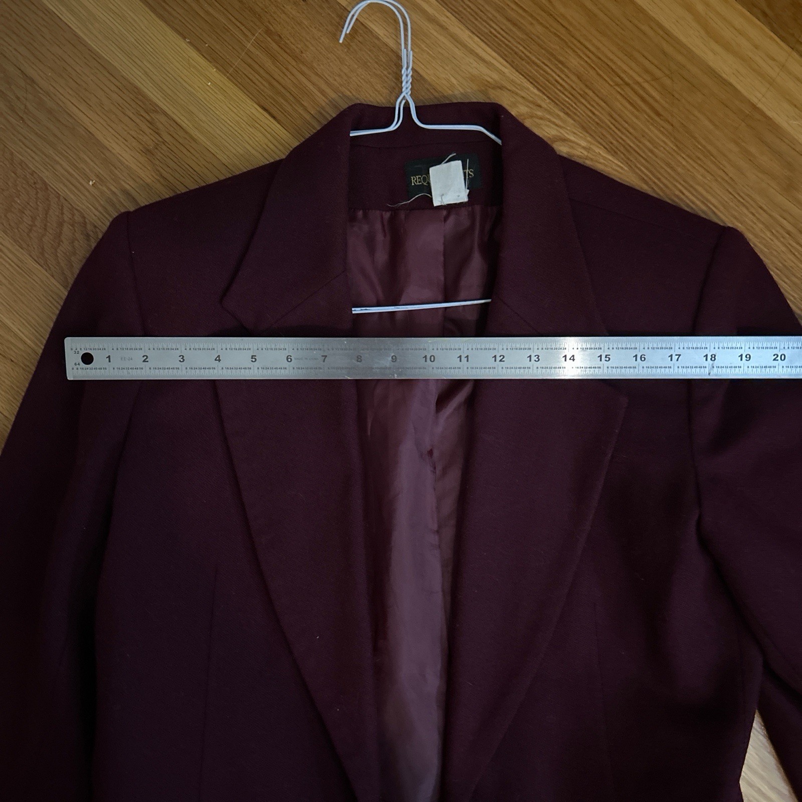 Requirements Burgundy Wool Blazer Jacket 2-Button Lined Pockets Women’s 14