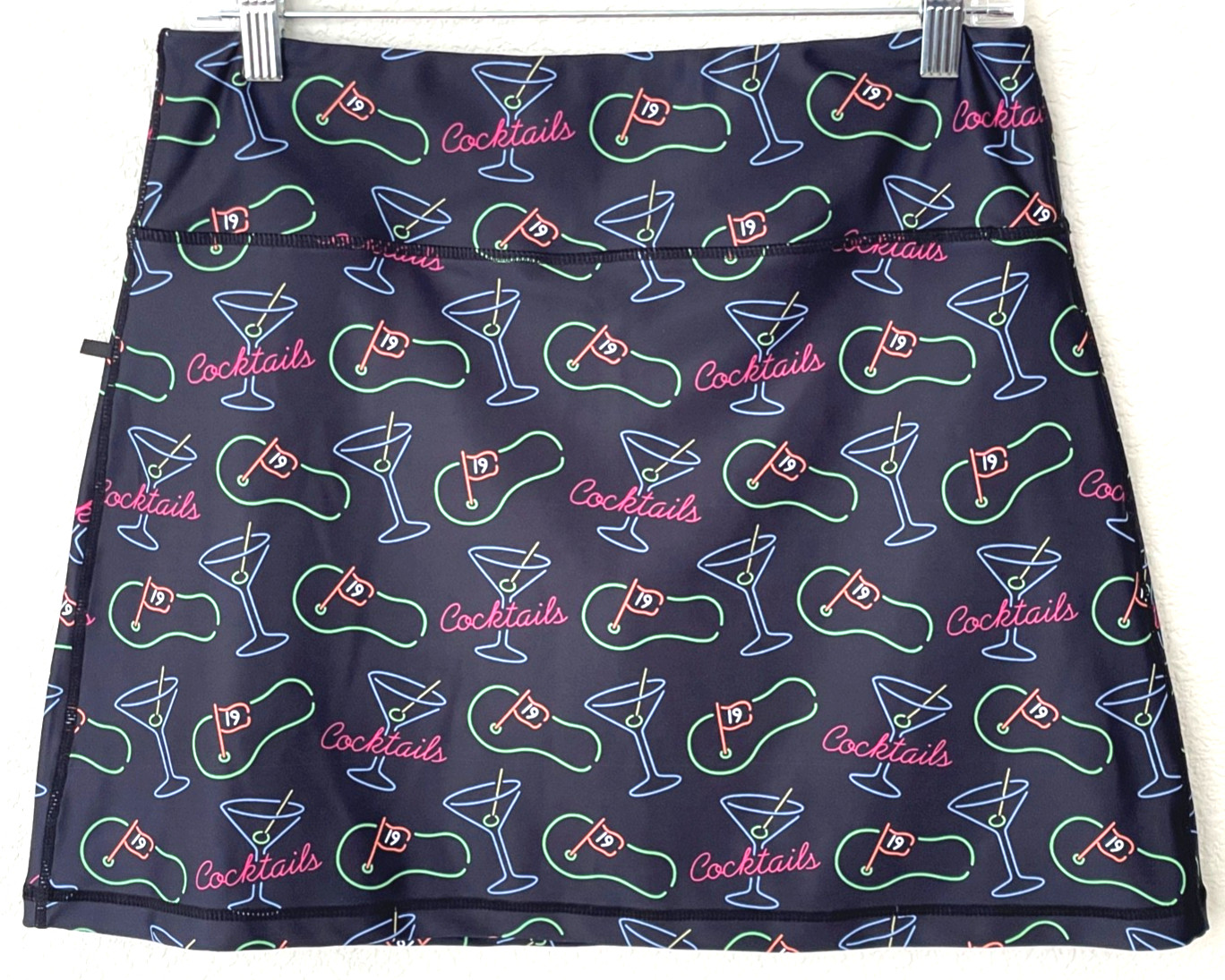 READY GOLF Cocktail Martini Print Black Skort Pickleball Tennis Wms Sz Small
