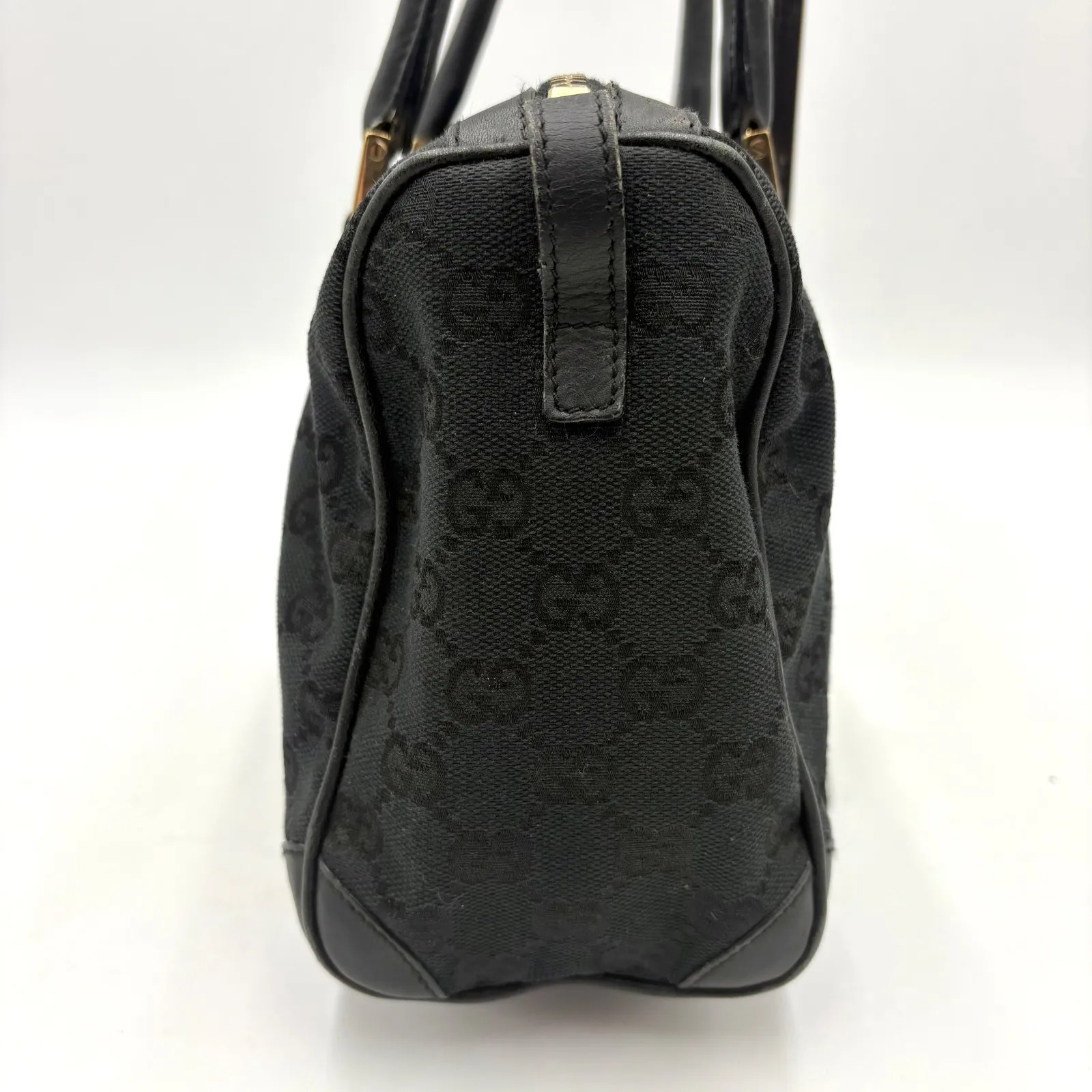 Auth Gucci GG Canvas Tote Bag Mini Boston Bag Shoulder Bag Black 001 0851 2Y3476