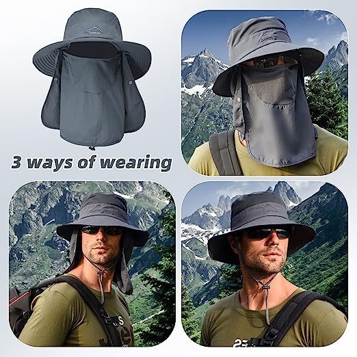 Adjustable Waterproof Wide Brim Sun Hat UV Protection Fishing Bucket Boonie Cap