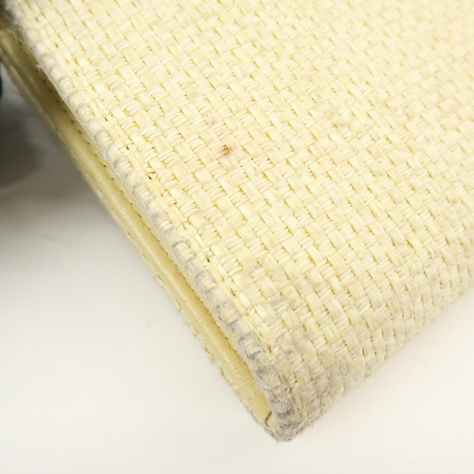 CHANEL Deauville COCO Mark Raffia Leather Long Wallet Yellow Authentic Used F/S