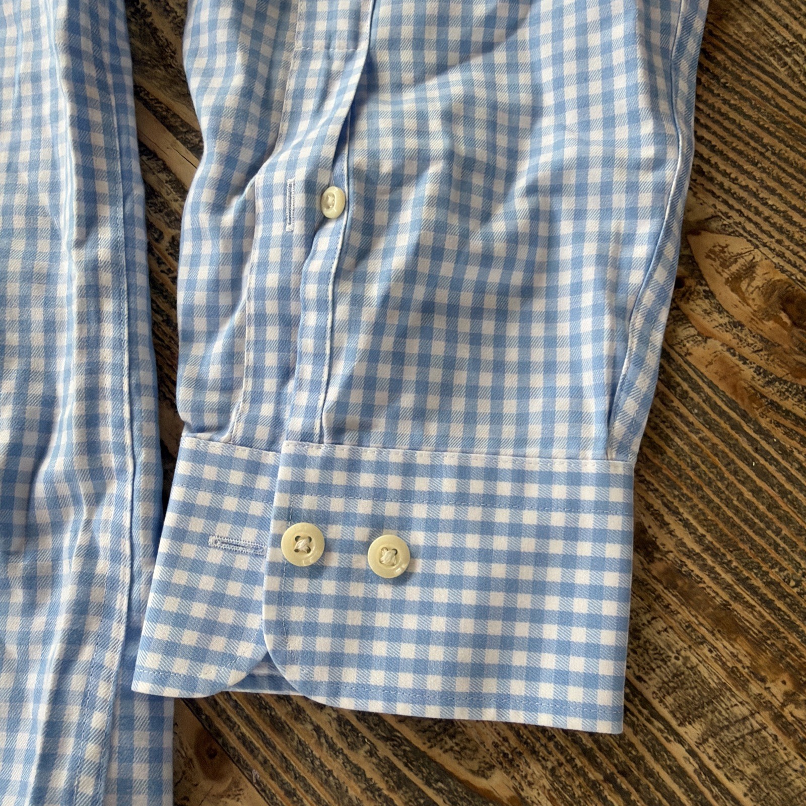 Peter Millar Nanoluxe Easycare Shirt Mens XL Blue White Gingham Check Button Up