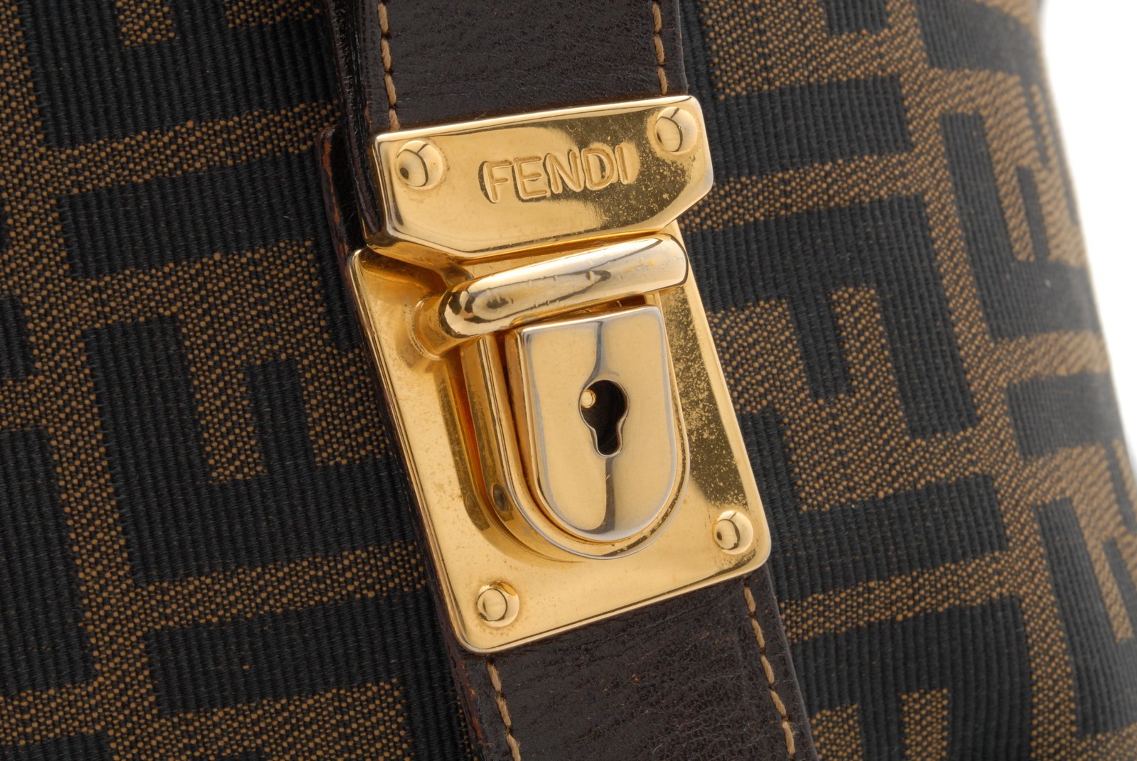 FENDI Zucca Vanity Handbag Brown Canvas
