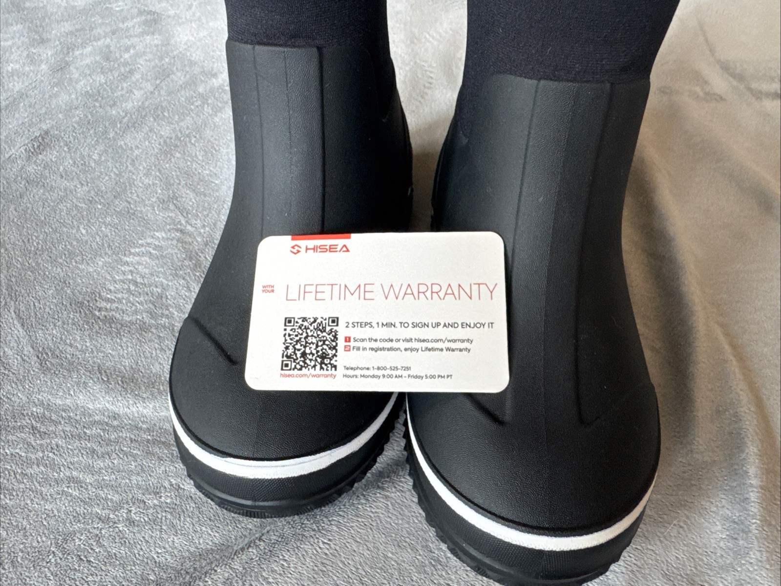 HISEA Kids Neoprene Rubber Rain Boots Black Waterproof Size US 1 NWT
