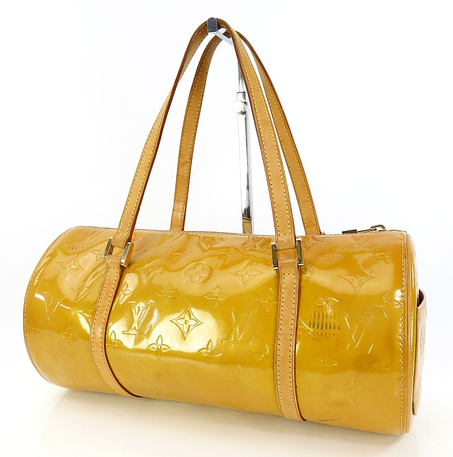 Auth LOUIS VUITTON Bedford Beige (Orange) Vernis Leather Hand Bag Purse #64534
