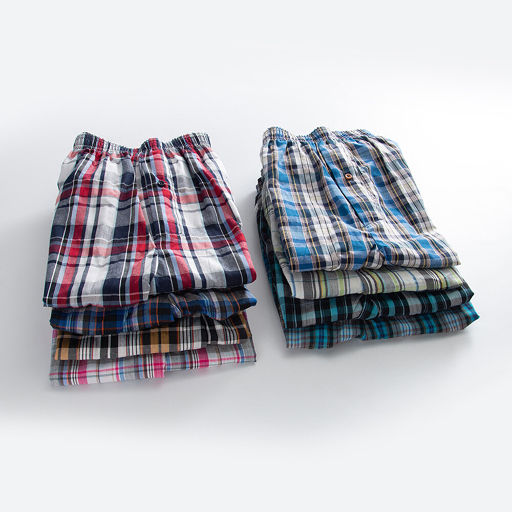 Random Color Woven Shorts Mens Cotton Underwear Oversized Short Pants Elastic