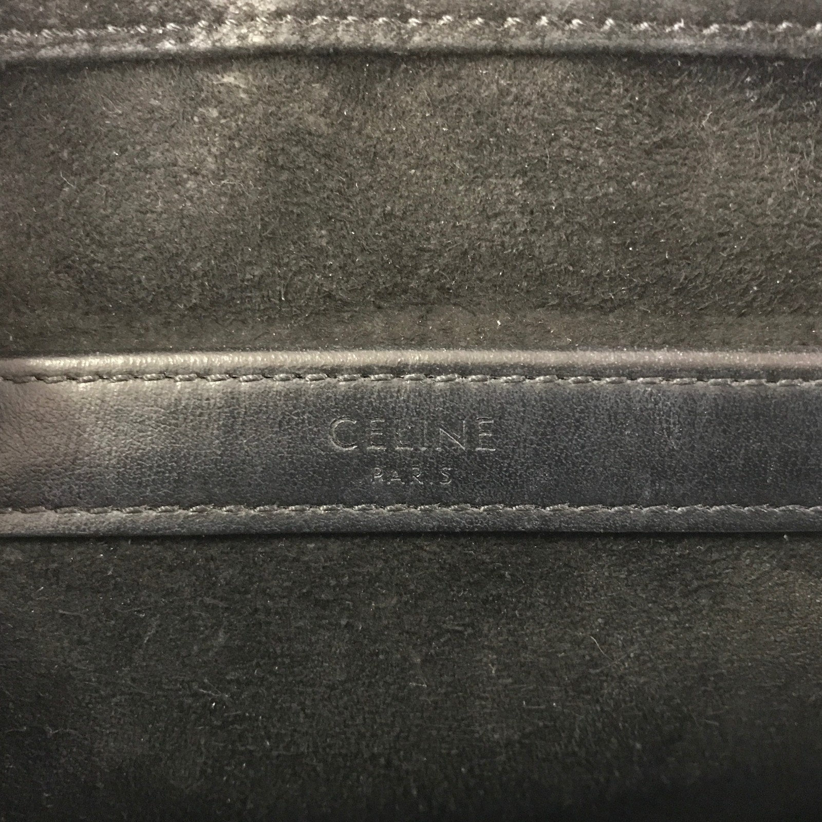 CELINE Logo Medium Messenger Shoulder Bag Black Leather Crossbody Auth 11456780