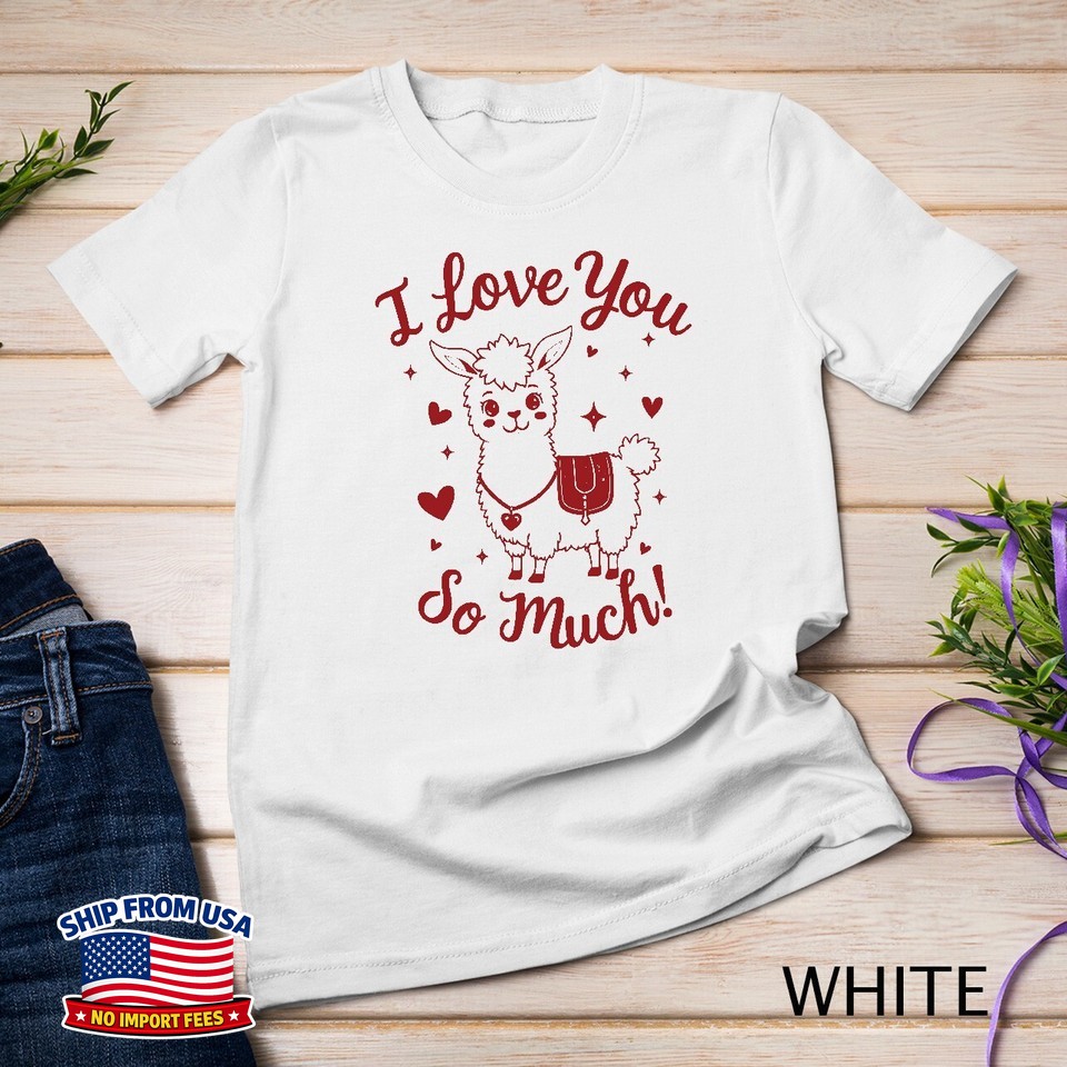 Llama Love A Heartfelt Valentine’s Day Funny Unisex T-Shirt