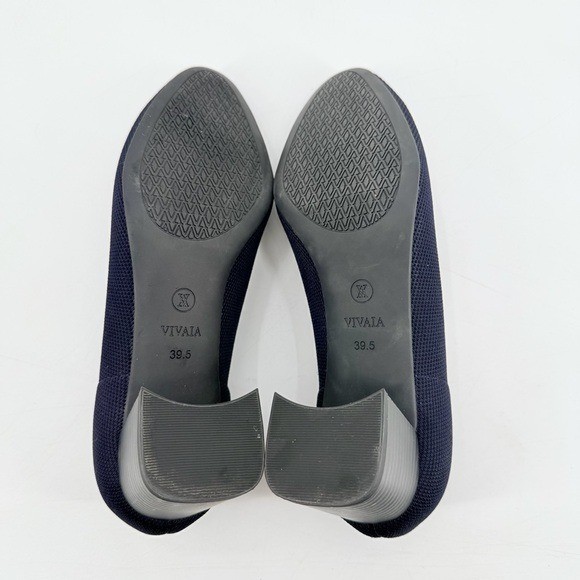 Vivaia Blue Almond Toe Block Heel Pumps Size 39.5