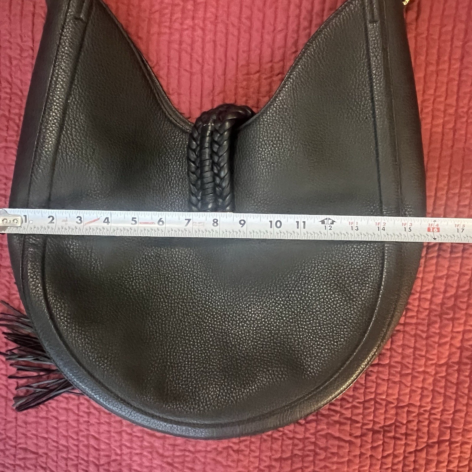 Altuzarra Ghianda Large Black Grained Pebble Leather Crossbody Knot Saddle Bag