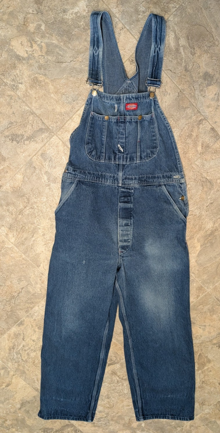 Dickies Denim Blue Bib Overalls Tag Size 36×30 – READ & SEE PICTURES