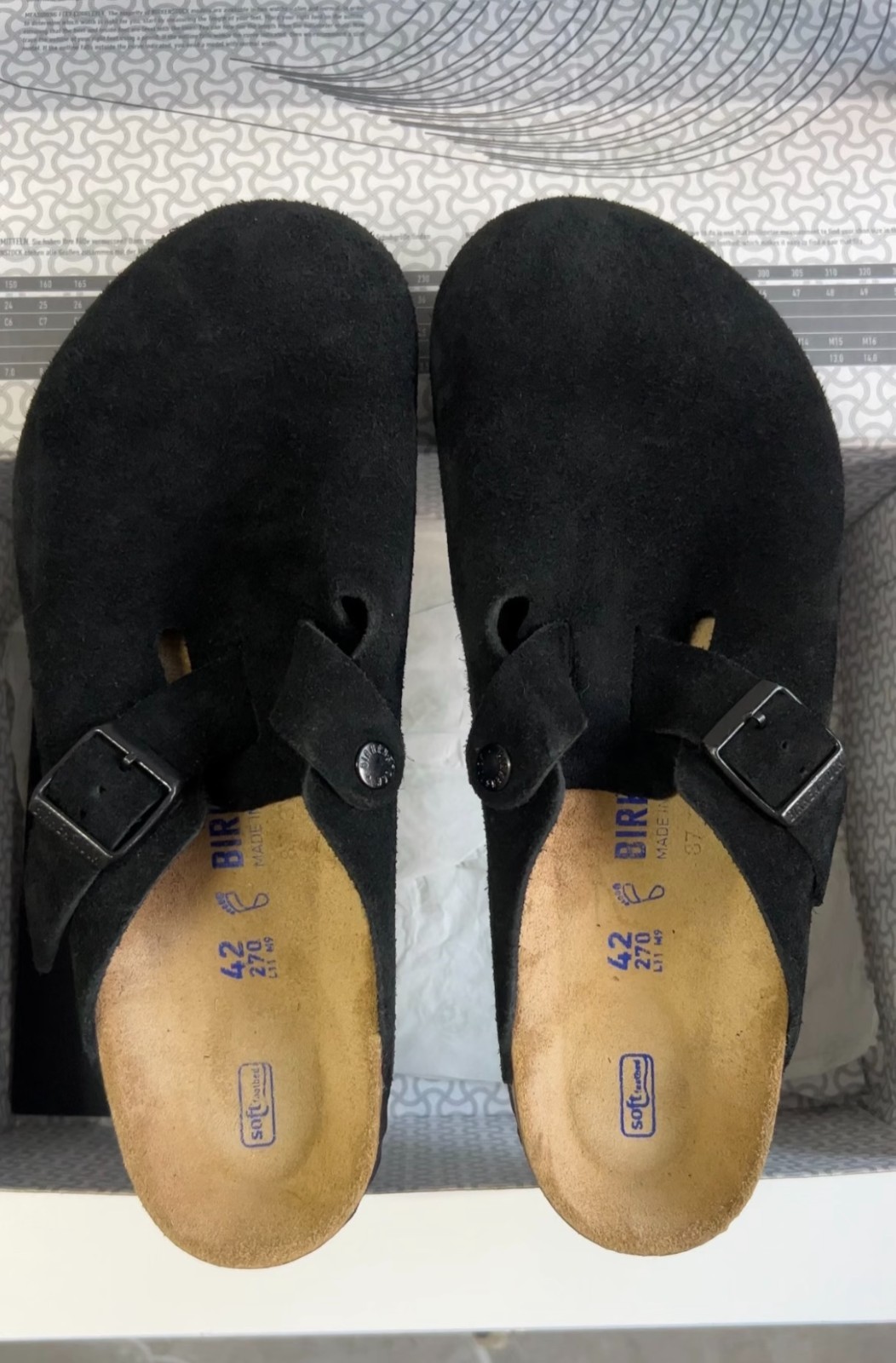 Birkenstock Boston Clog Soft Footbed Suede Black Unisex Shoes New Size EU37-45