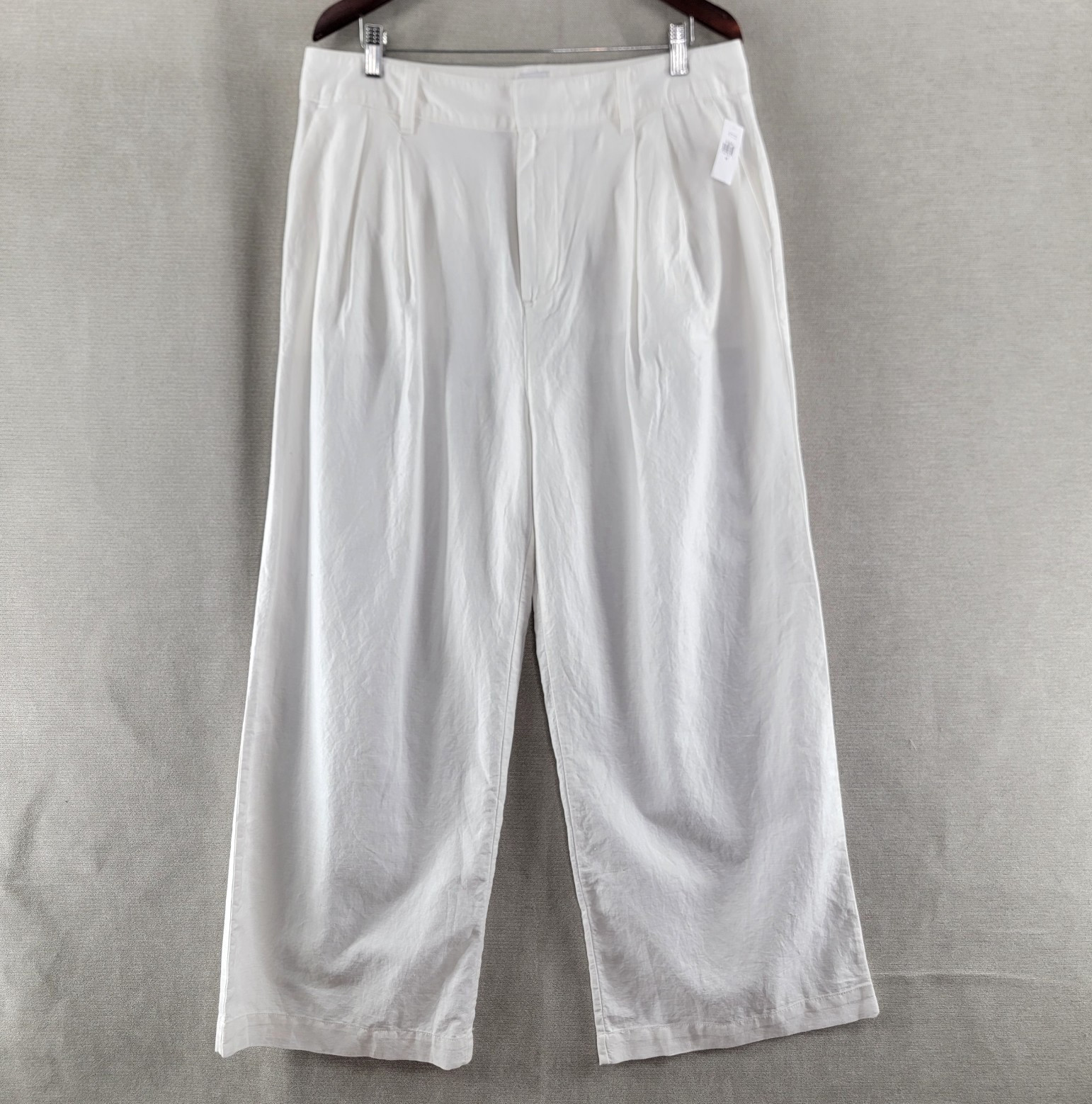 Gap Womens Pants Linen Pleated Wide Leg NEW Size 16 Off White Resort Beach
