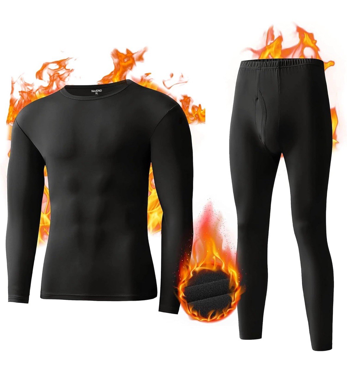 NevEND Long Johns Thermal Underwear Top and Bottom Mens M