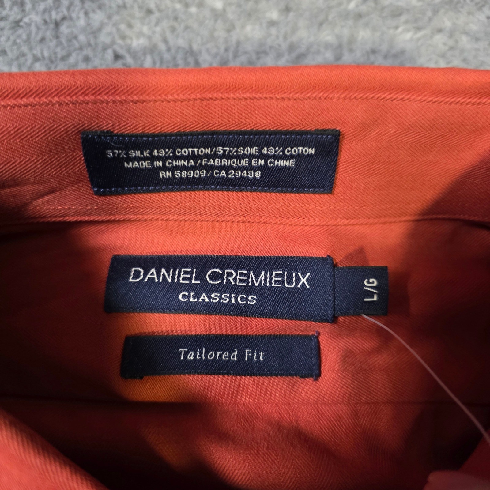 Daniel Cremieux Mens L Button Down Shirt Orange Silk Cotton Tailored Fit NWT