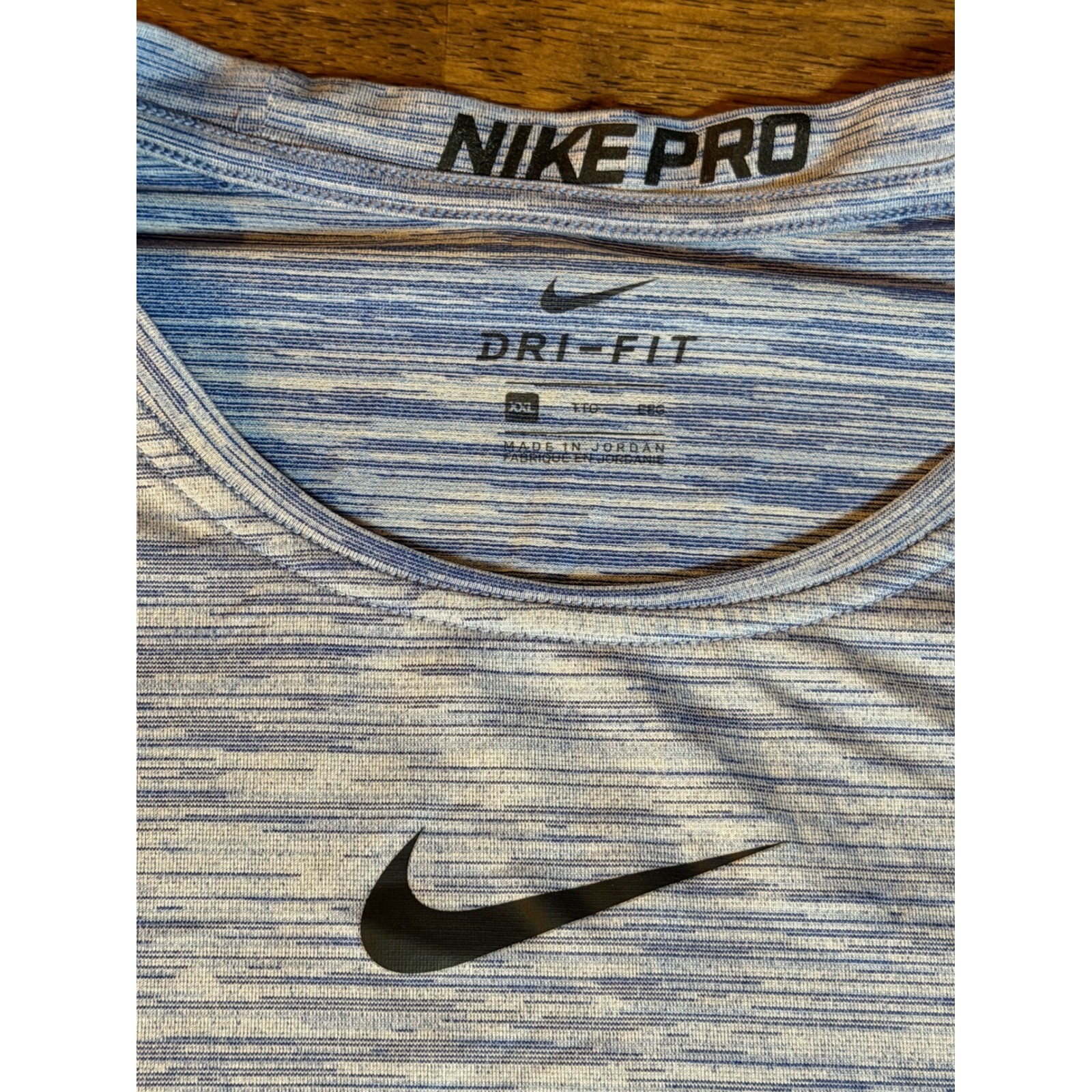 Nike Pro Dri-FIT Mens XXL Blue Space Dye Heathered Training Shirt Short Sleeve