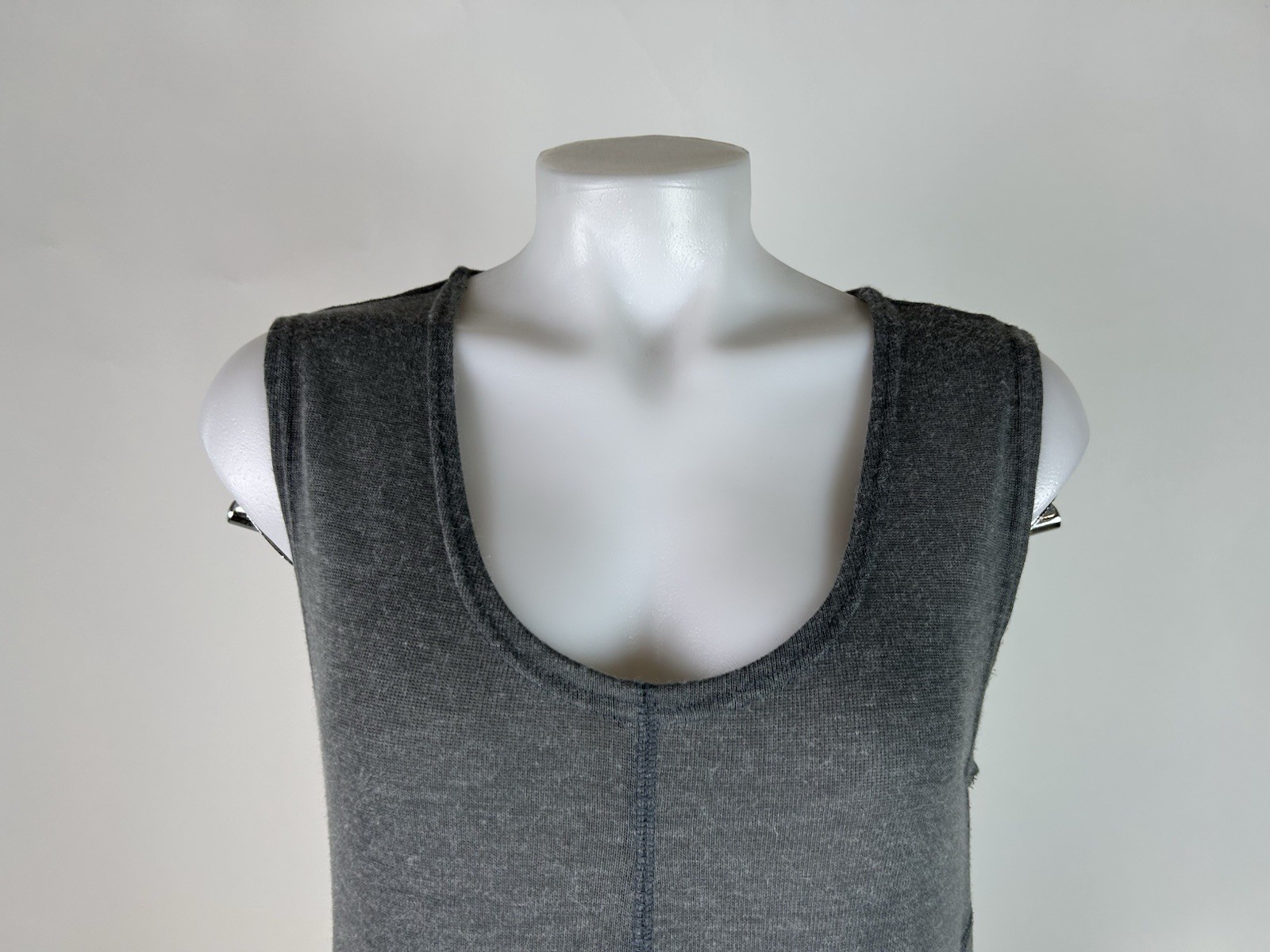 Pretty Angel Size Large Gray Linen Cotton Sleeveless Tank Dress Ruffle Fairy