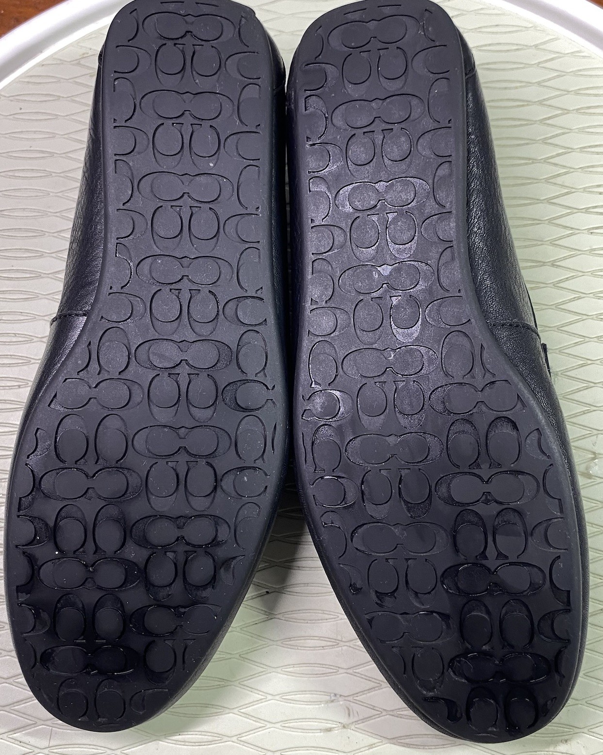 Coach Black Leather Jake 6CM Men’s Driving Loafer Shoes Signature C 7.5 M EUC