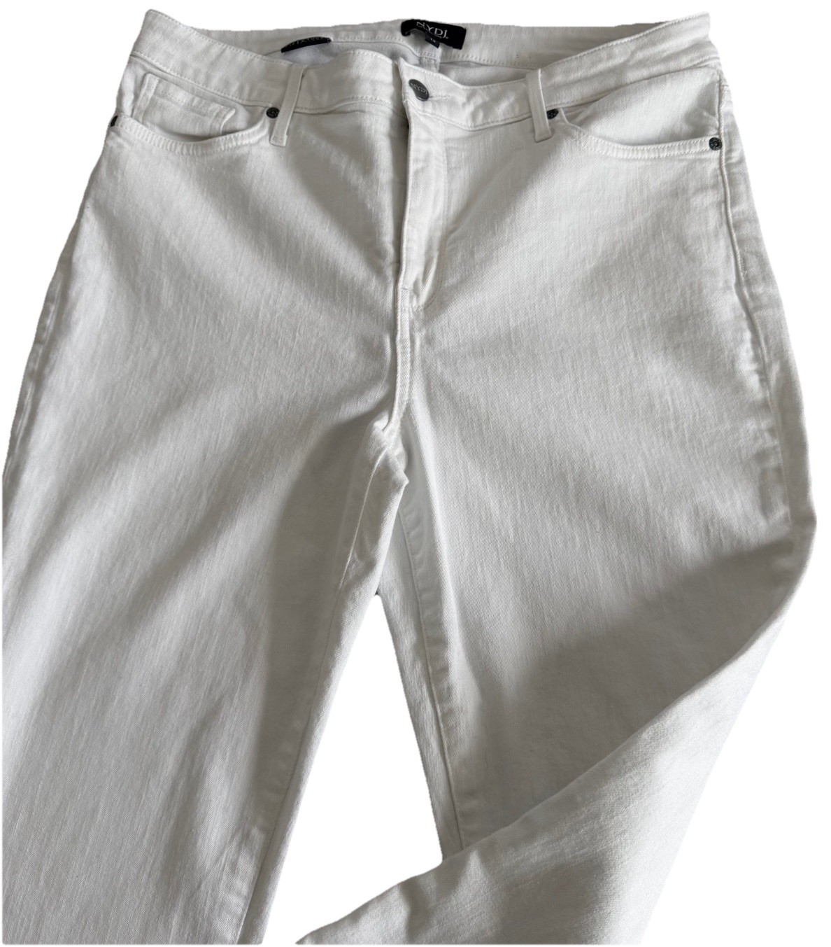 NYDJ Stretchy Optic White Cropped Cuffed Skinny Denim Jeans Size 12 34×24