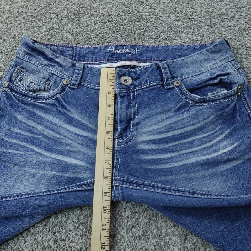 Amethyst Jeans Womens 13 Dark Blue Denim Pants Low Rise Boot Flare Stretch Y2K