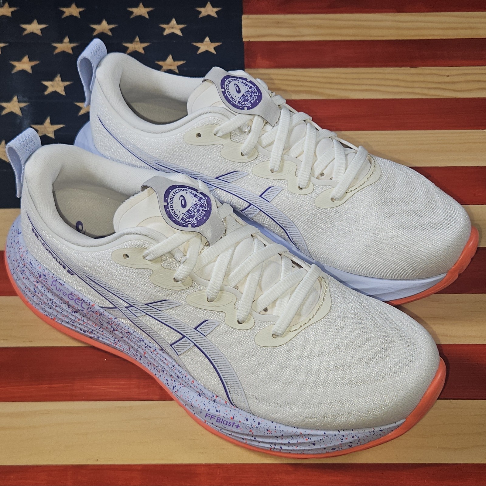 Asics Gel Cumulus 27 TOKYO CREAM/PURPLE Running Shoe SAMPLE [1012B955.500] Wmn 8